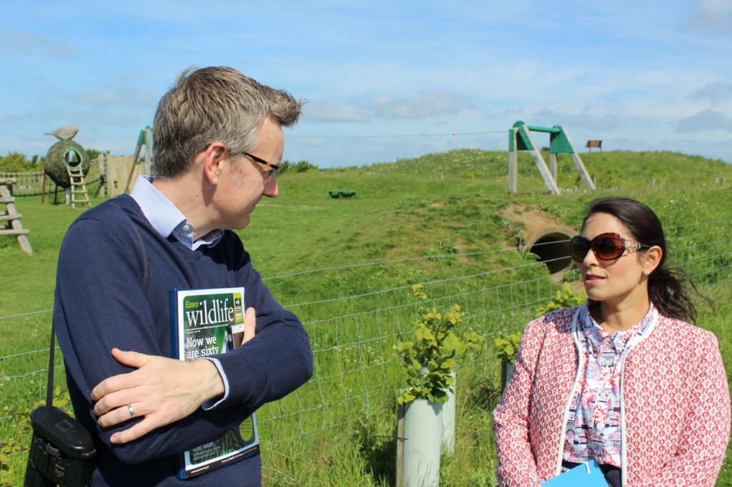 Priti Patel MP meets CEO of Essex Wildlife Trust for conservation discussions at Abberton Reservoir