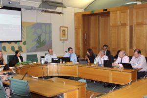 Group shot - The Rt Hon Priti Patel MP (seated far left) Chairs the latest GEML meeting at Westminster 24.06.19.
