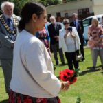 Priti Patel MP laying a wreath at the war memorial ceremony