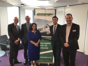 Priti Patel with members at the Great Eastern Mainline Taskforce Stakeholder Conference