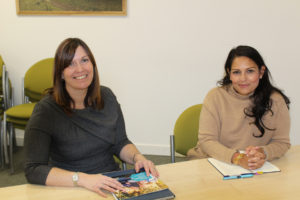 Priti Patel MP (right) with Emma Palmer, CEO of Greenfields Community Housing Ltd