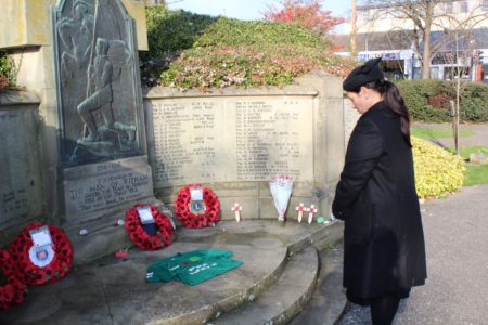 Priti Patel, the MP for Witham, laying a wreath at the War Memorial