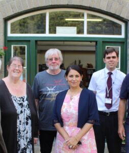 Witham MP Priti Patel with key members of the Museum of Power team during her visit in August 2019. From left, Debbie Thomas, Museum Manager, Dr Roger Griffin, Chairman of the Board of Trustees and James Gulleford, Assistant Museum Manager.