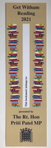 A photo of Priti Patel’s Get Witham Reading 2021 bookmark, which will be presented to all pupils taking part