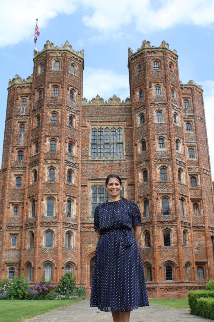 Priti visits iconic Layer Marney Tower to see Heritage Fund grants in action