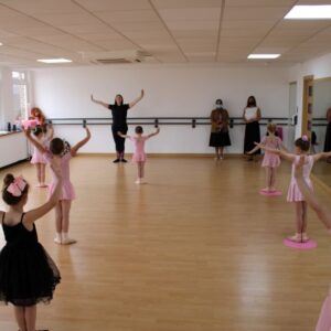Young dancers go through their paces during Priti Patel’s visit to Complete Dance Studio.