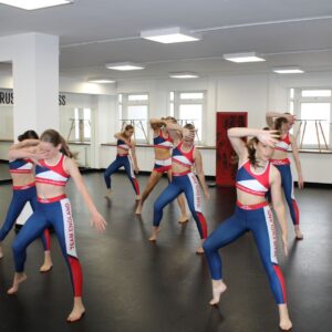 World cup team puts on a display for Priti Patel during her visit to Complete Dance Studio.