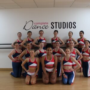 Priti Patel with the World Cup team and Complete Dance Principal, Jo Gillespie.