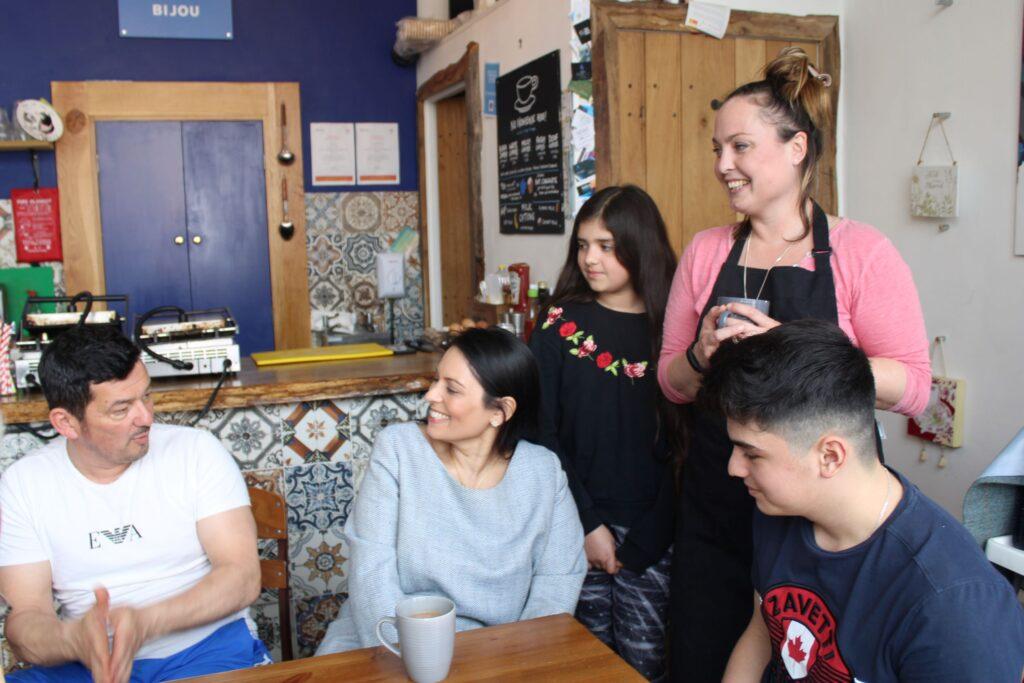 Priti calls in to see Café Bijou heroes to hear about their Ukraine supply trips