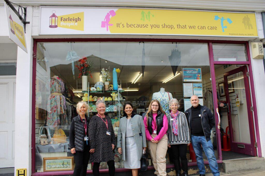 Priti calls in to Farleigh Hospice Shop in Witham to help celebrate the Hospice’s 40th Anniversary