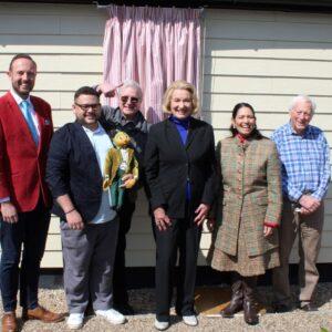 Priti Patel with from left, James Arnott from the Punch & Judy Club, Joy Laurey biographer Stuart Woodhead, Mr Turnip, Ronnie Le Drew – President of the British Puppet & Model Theatre Guild, Colchester Borough Councillor Barbara Wood and the current resident of Well Cottage, Tiptree - Tony Chandler.