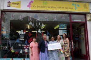 Priti Patel MP at the Farleigh Hospice shop in Newland Street, Witham where she went to deliver a cheque for £500 as a personal donation to the Hospice. From left, Ann, Danielle Gadd (Shop Manager), Fay and Sarah.