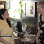 Priti chats to Management Partner Laura Smith in the bar/restaurant at The Angel, Kelvedon