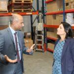 Priti Patel MP, chats to Beta Pharmaceuticals’ CEO Mohamed Kanji, during her visit on Friday 27th January.