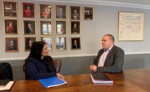Priti Patel MP with Paul Edwards, CEO of CHP charitable housing association.