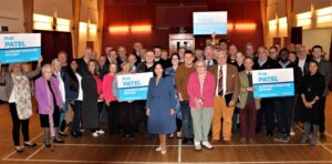 Priti with the many local Party members who attended her selection meeting on Friday 10th March 2023.