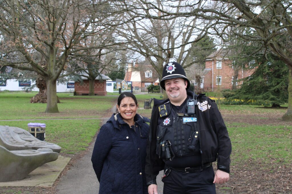 Priti on patrol with police in Witham