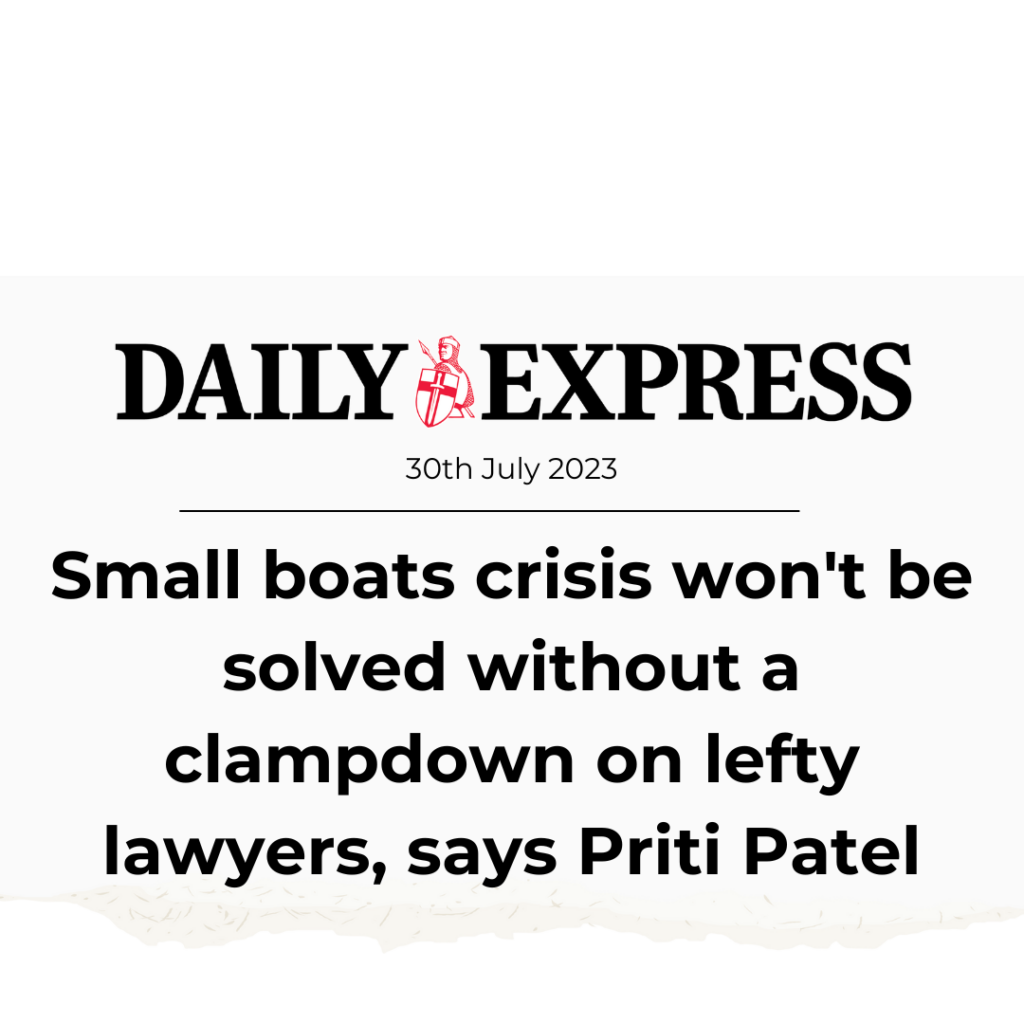 Small boats crisis won’t be solved without a clampdown on lefty lawyers, says Priti Patel