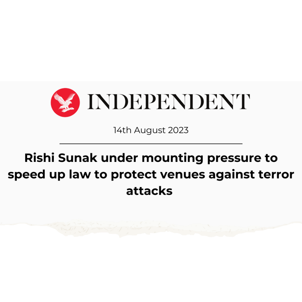 Rishi Sunak under mounting pressure to speed up law to protect venues against terror attacks