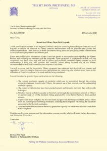 Priti's letter to the Energy Secretary
