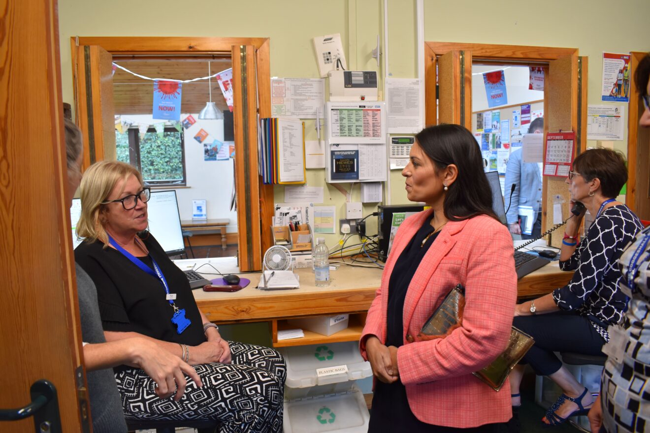 Priti speaking with staff at Coggeshall surgery