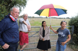 Priti Patel meets representatives from Goldhanger Parish Council and local residents in the village to discuss their opposition to plans to destroy parts of the countryside with a large new housing development.
