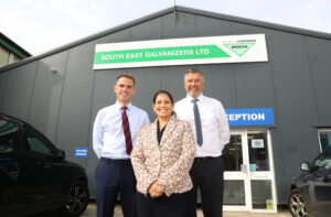 Priti with Chris Wooldridge, Managing Director of the Wedge Group, and Lee Russell, General Manager for the South East region.