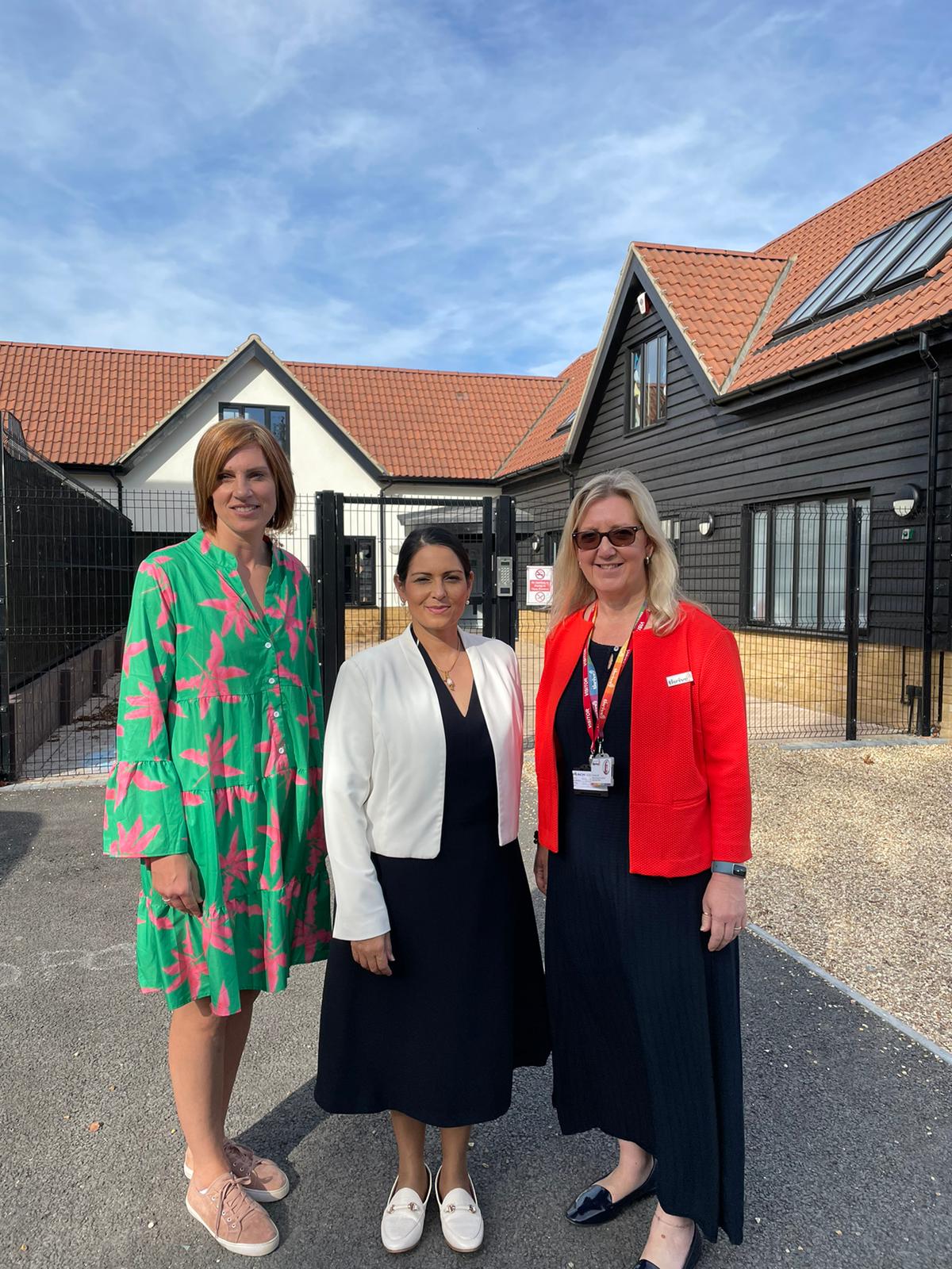 Priti with School Director of Operations Gemma Quantrill and Viv Trask-Hall, Head of Education and Innovation at Thrive.