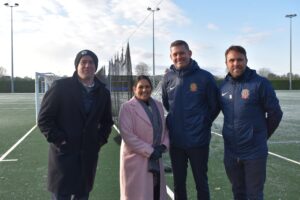 Priti visit's Witham Sports ground, she met with the Football Foundation CEO Robert Sullivan as well as representatives from Essex FA and Braintree Council.