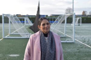 Priti during a recent visit to the Rickstones Sports Ground in Witham