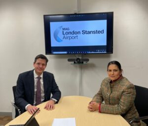 Priti with Stansted Airport managing director Gareth Powell