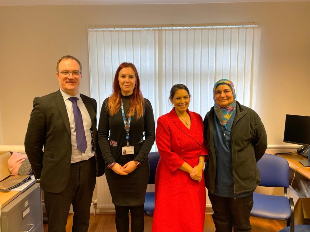 Priti meets team at Collingwood Surgery in the heart of Witham