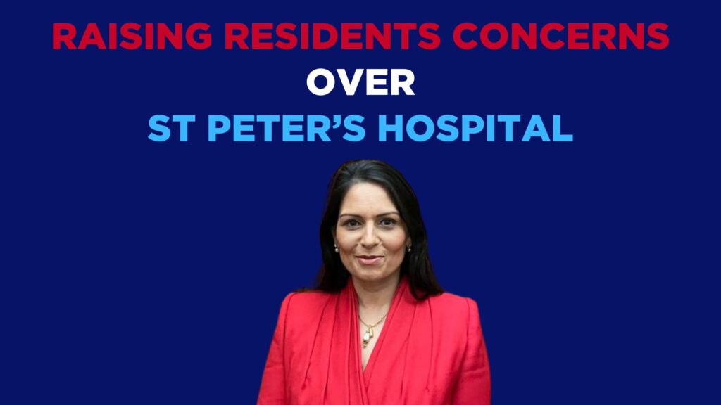 Raising residents concerns over St Peter’s Hospital